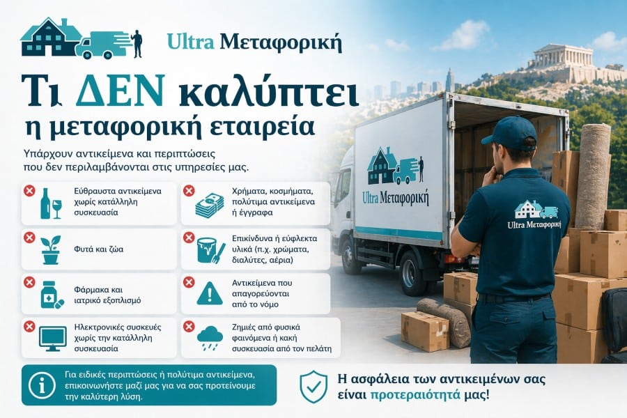 Μεταφορική εταιρεία μετακόμιση αντικείμενα που δεν καλύπτονται