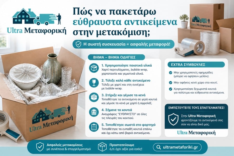 πακετάρισμα εύθραυστων αντικειμένων μετακόμιση προστασία γυαλικών